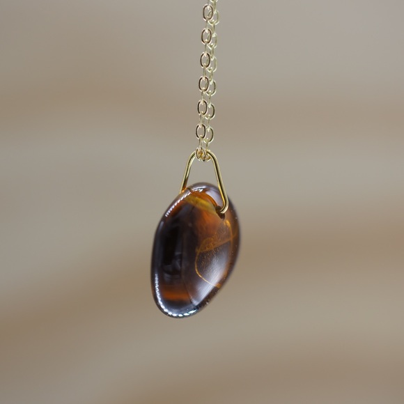 1942 Don Julio Tequila Glass Necklace Heart Recycled Sustainable Gold Seaglass - Picture 3 of 8